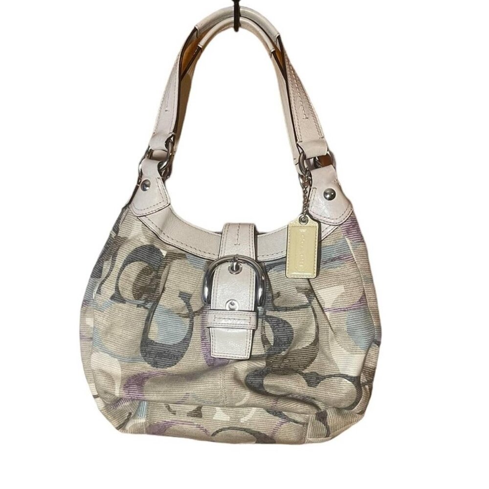 Euc Coach Soho Linen Lynne Signature C's Hobo Shoulder Bag Purse